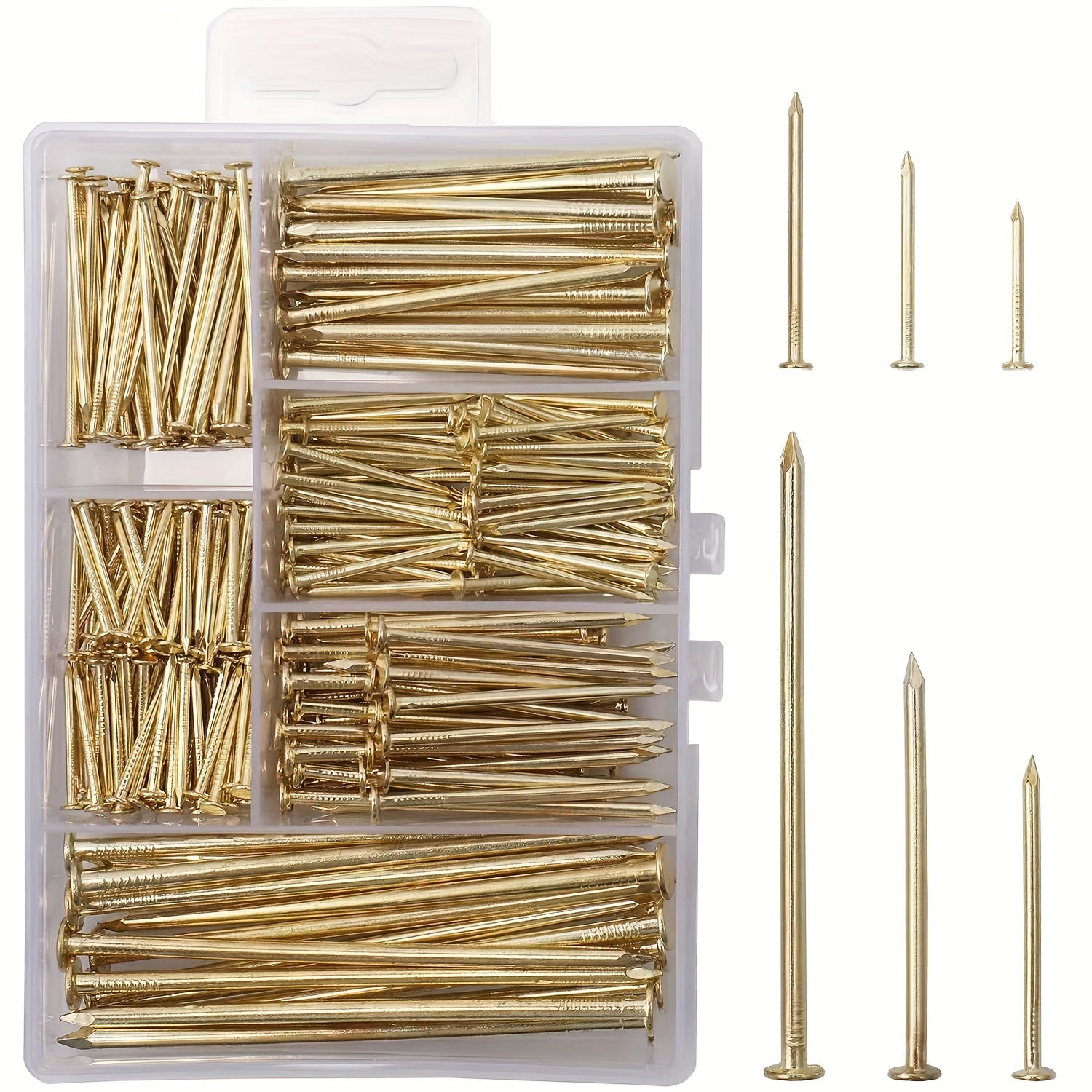 280pcs 6 Sizes Galvanized Nails Assortment Kit with Storage Box