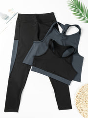 Colorblock Sports Set Bra Tank Leggings