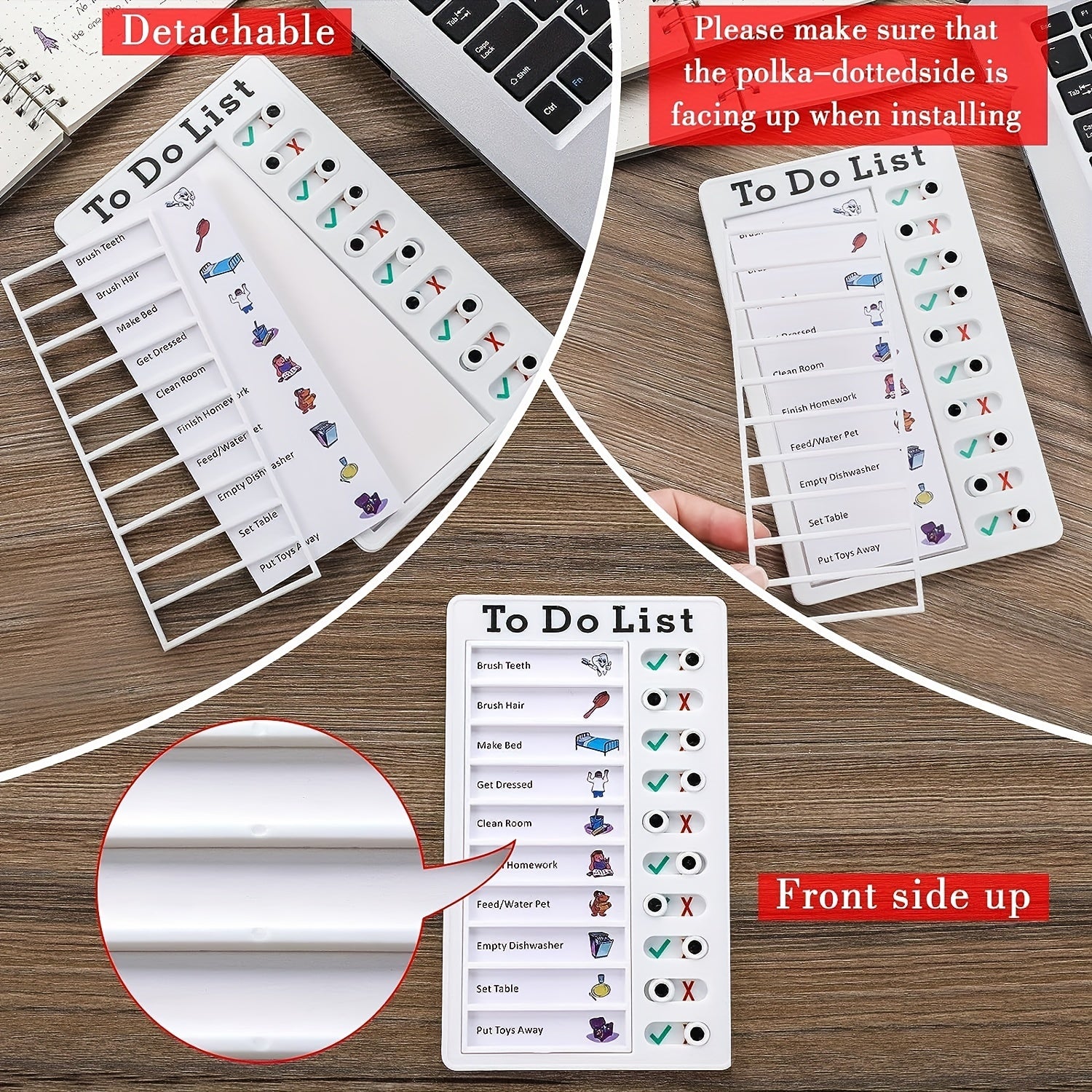 3pcs Reusable Daily Schedule & Chore Chart Checklist Board