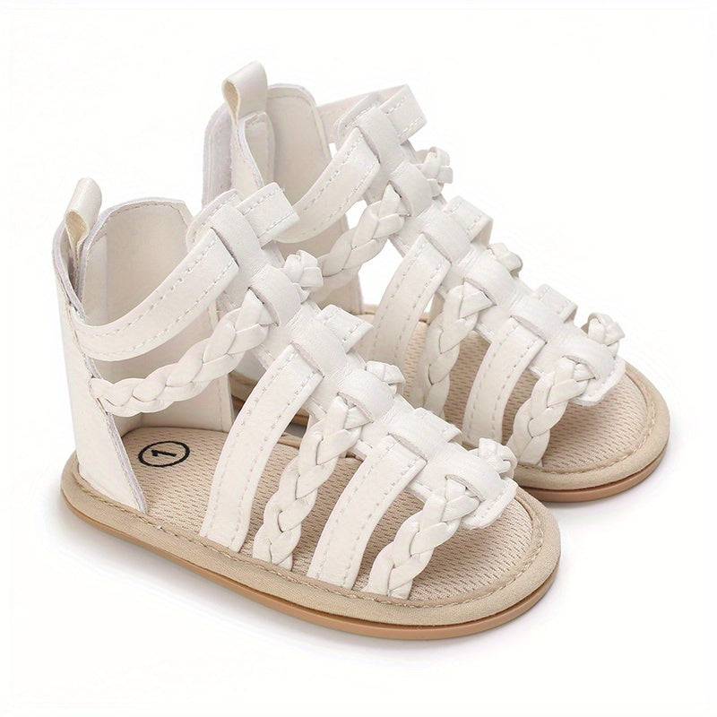 Baby Girls Open Toe Sandals Anti-Skid Soft Sole Strappy Sandals