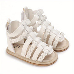 Baby Girls Open Toe Sandals Anti-Skid Soft Sole Strappy Sandals