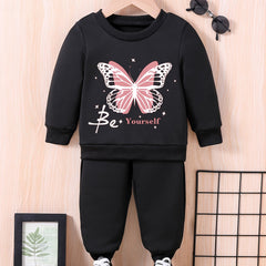 Baby Butterfly Print Sweatshirt Trousers Set