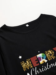 Christmas Casual Dress Women's Plus Slogan Print Dress