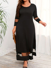 Contrast Mesh Sleeve Maxi Dress Plus Size Medium