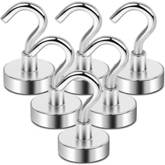 6pcs Neodymium Magnetic Hooks 25Lbs Heavy Duty Refrigerator Hook