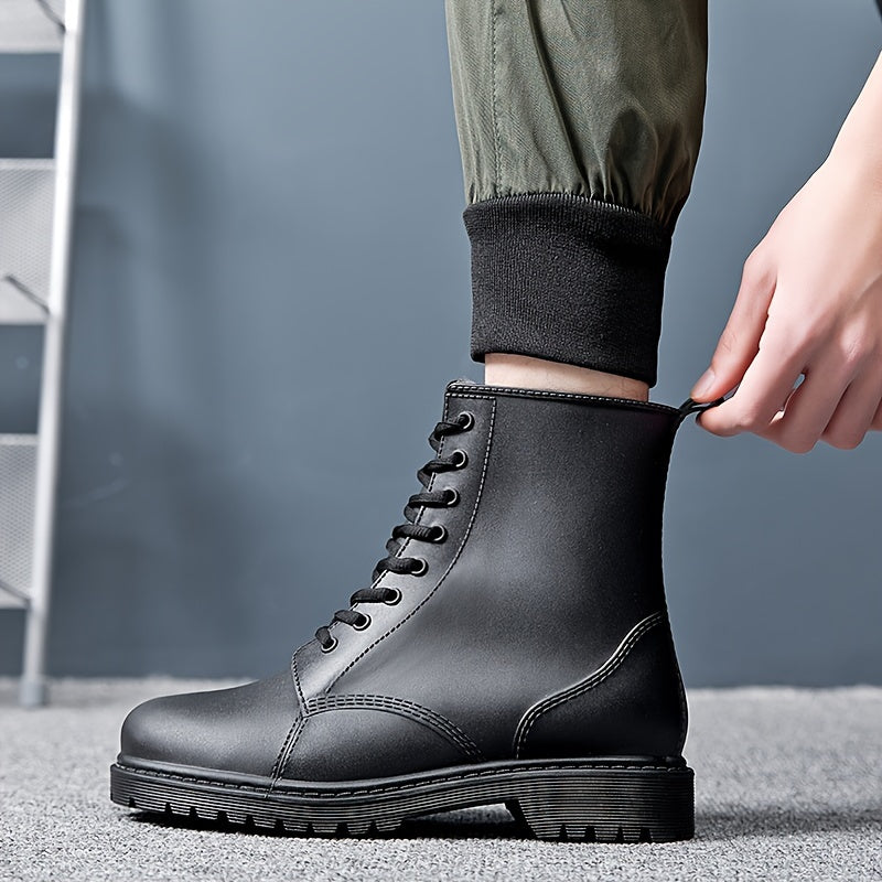 Women's Waterproof Lace Up Rain Boots Comfortable Non slip Outdoor Rain Boots