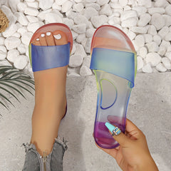 Colorful Jelly Slide Sandals Open Toe Flat Summer Shoes Lightweight
