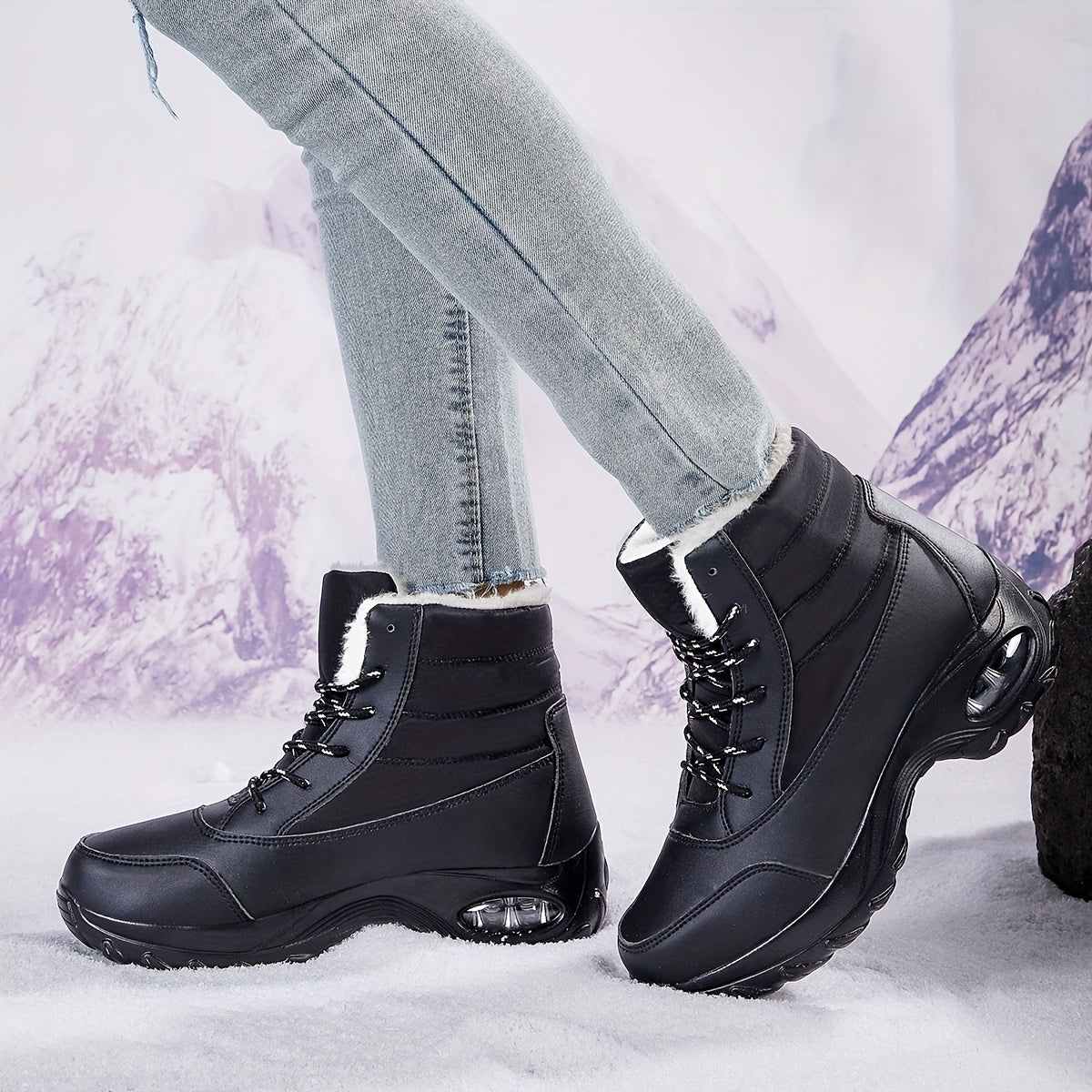 Plush Lined Thermal Furry Chunky Snow Boots