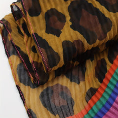 Leopard Print Crinkle Scarf Vintage Block Shawl Classic Head Wrap