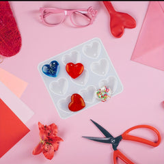 9 Hole Heart Resin Mold Silicone Charm Mold for DIY Keychain Pendant