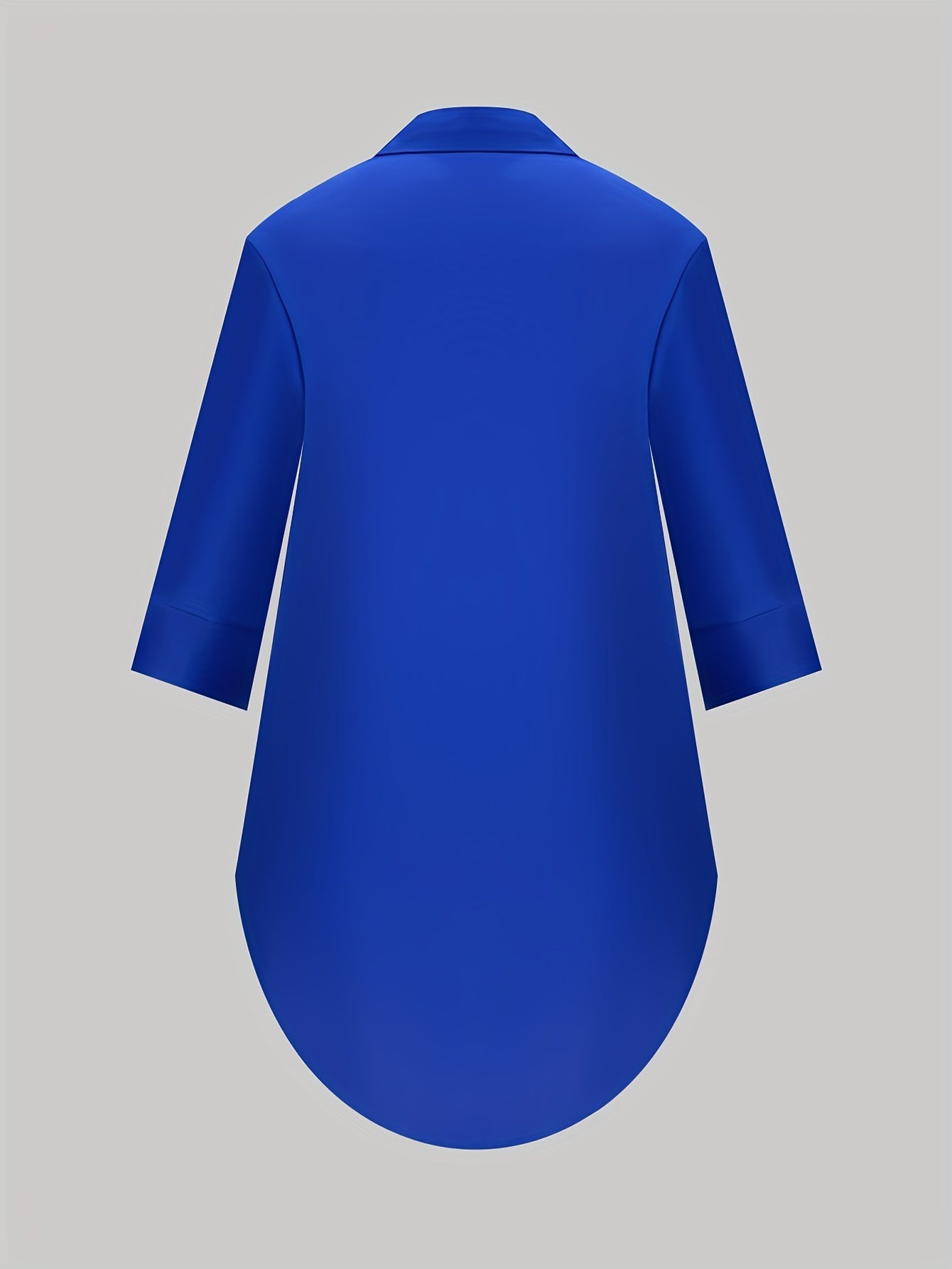 Stylish Blouse Solid Three Quarter Sleeve Button Up Shirt