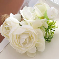 Rustic Rose Boutonniere with Twine Tie Romantic Corsage for Groom Wedding