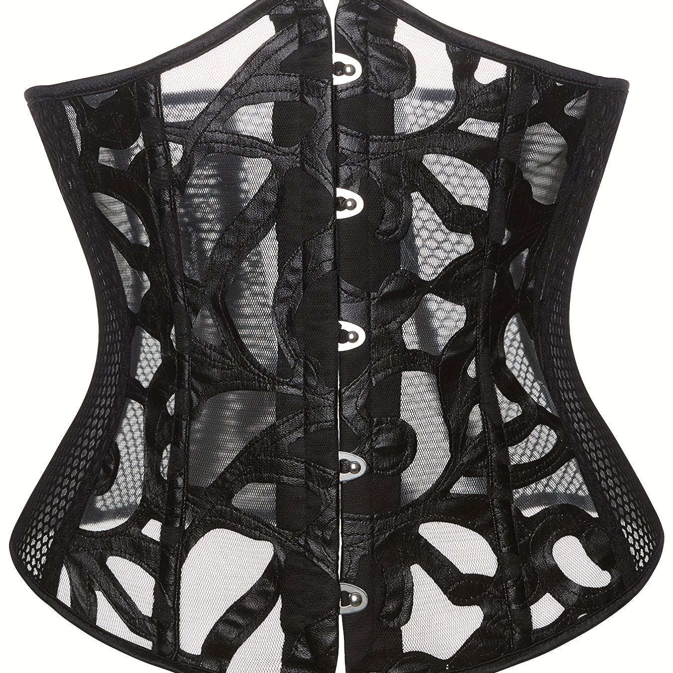 Strapless Fishnet Corset Bustier Lace Up Body Shaper