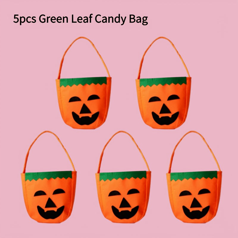 5pcs Halloween Pumpkin Bags Three-dimensional Non-woven Fabric Props