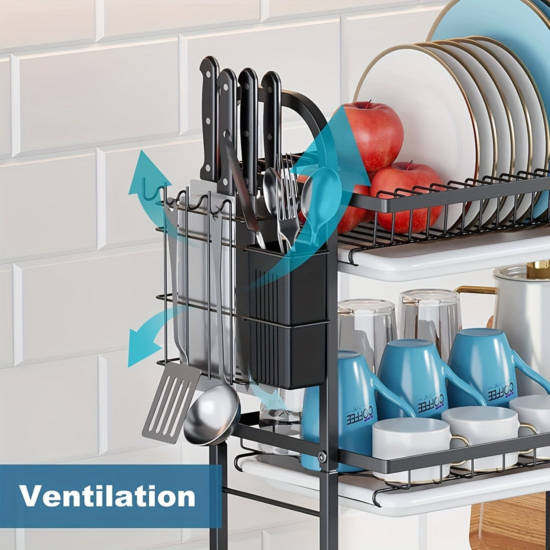 3 Tier Dish Drying Rack Large Capacity Strainers Drain Board