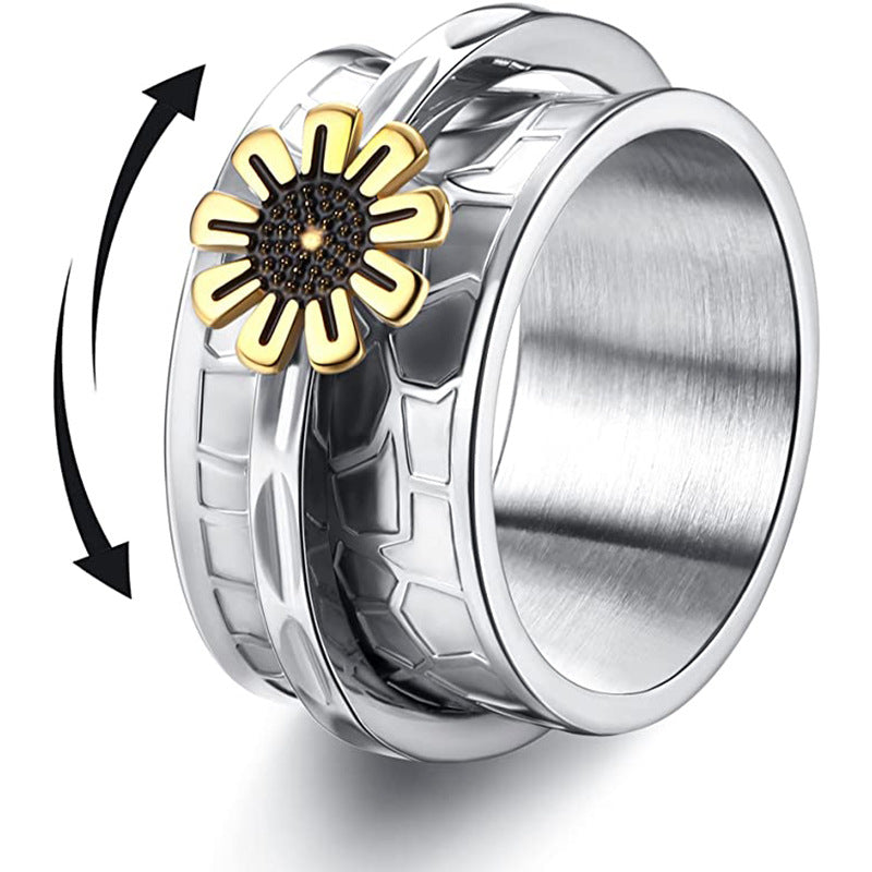Punk Stainless Steel Butterfly Anxiety Ring Unisex Fidget Spinner Ring