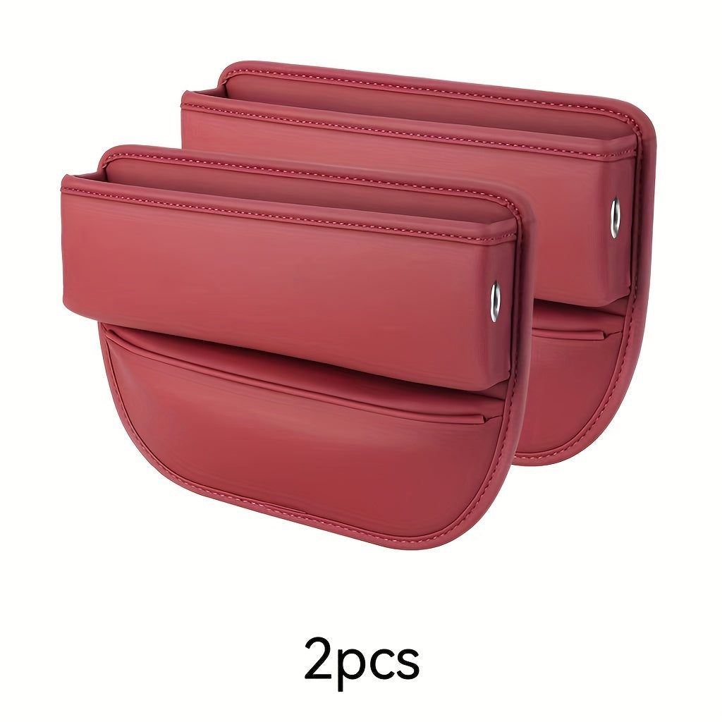 2pcs PU Leather Car Slit Storage Box Car Storage Bag