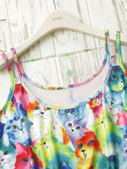 Colorful Cat Print Tank Top