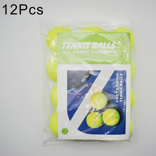 12pcs Rubber Tennis Balls for Sports Practice Yellow