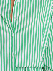 Stripe Print Button Up Blouse & Shorts Set