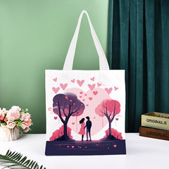 Love Pattern Tote Bag Casual Canvas Shoulder Bag for Fitness Daily Use