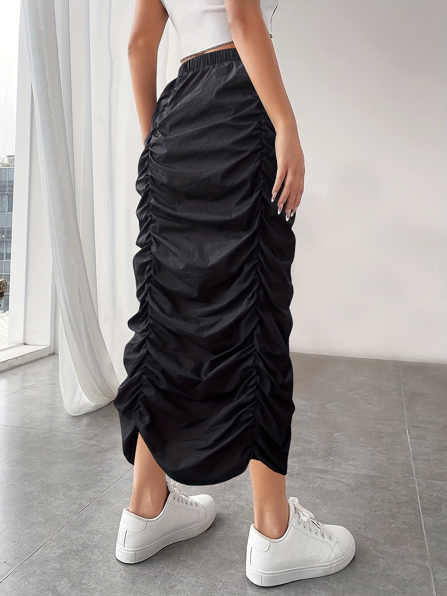 Elastic Waist Split Skirt for Spring & Summer