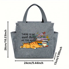 Tired Cat Insulated Lunch Bag Oxford Cloth Cooler Box Portable Food Stor