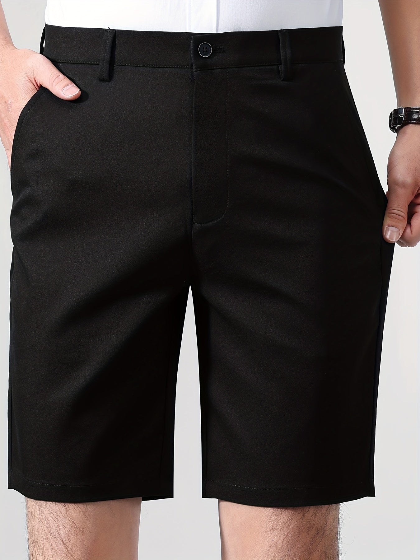 Men's Casual Stretch Suit Shorts Solid Business Spring Summer