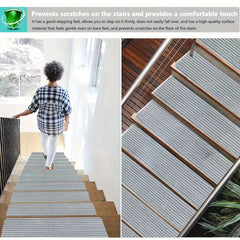 8/15pcs Non-Slip Carpet Stair Mats Machine Washable Rugs Polyester Home Decor