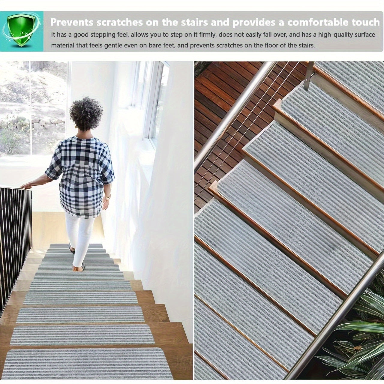 15pcs Non Slip Carpet Stair Treads 29.92x7.87in for Wood