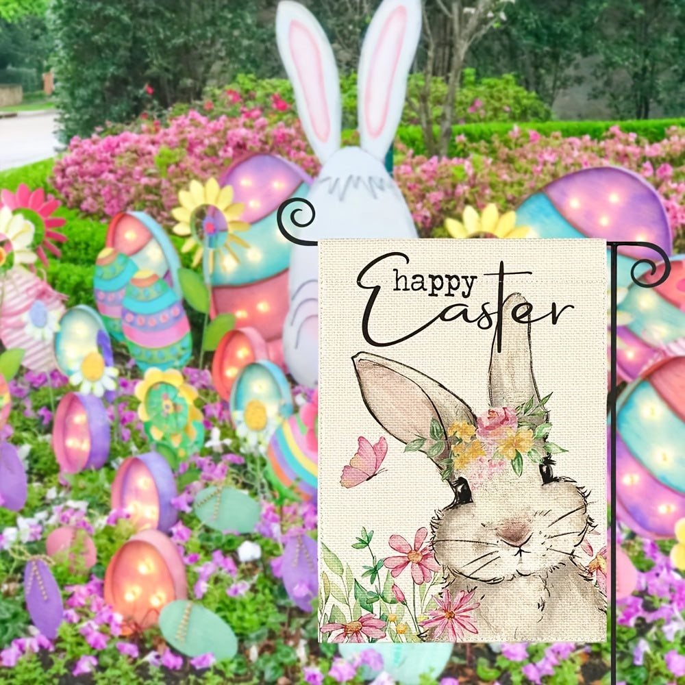 Easter Garden Flag 30x45cm Double Sided Floral Rabbit Pascha Yard Outdoor