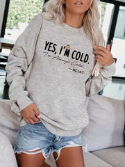 Slogan Print Pullover Sweatshirt Long Sleeve Fall Winter Women's Clothing