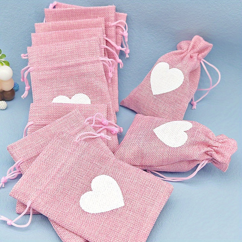 10pcs Love Linen Western Wedding Candy Bag Bundle Gift Bag