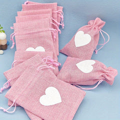 10pcs Love Linen Western Wedding Candy Bag Bundle Gift Bag