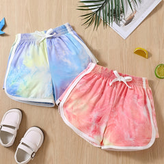 2-Pack Girls' Tie Dye Sports Shorts Yoga Pants Stretch Shorts