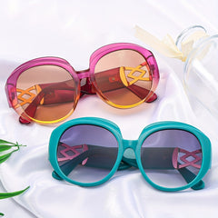 Men's Large Round Frame Sunglasses Mixed Decorative PC Eyewear