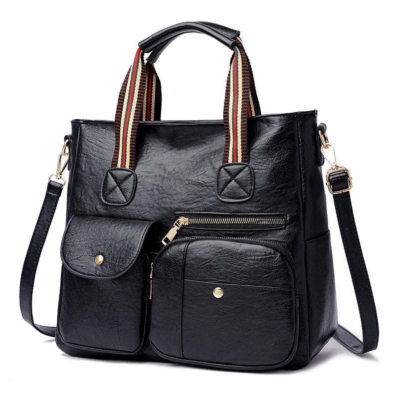 Vintage Leather Tote Bag Large Capacity Crossbody Handbag for Travel