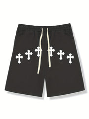 Graphic Print Solid Casual Stretch Shorts for Men