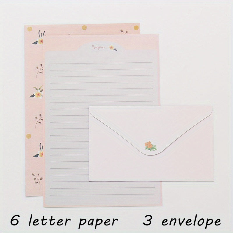 Set of 9 Letterhead Paper and 3 Envelopes Stationery Set