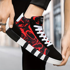 Men's Graffiti Skate Shoes Comfy Anti skid Lace Up Platform Sneakers