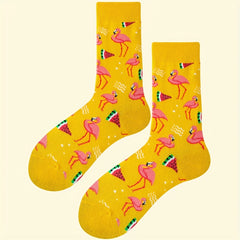 Flamingo Print Mid Tube Socks Women's Stockings