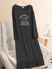Christmas Lounge Dress Women's Plus Christmas Cow Print