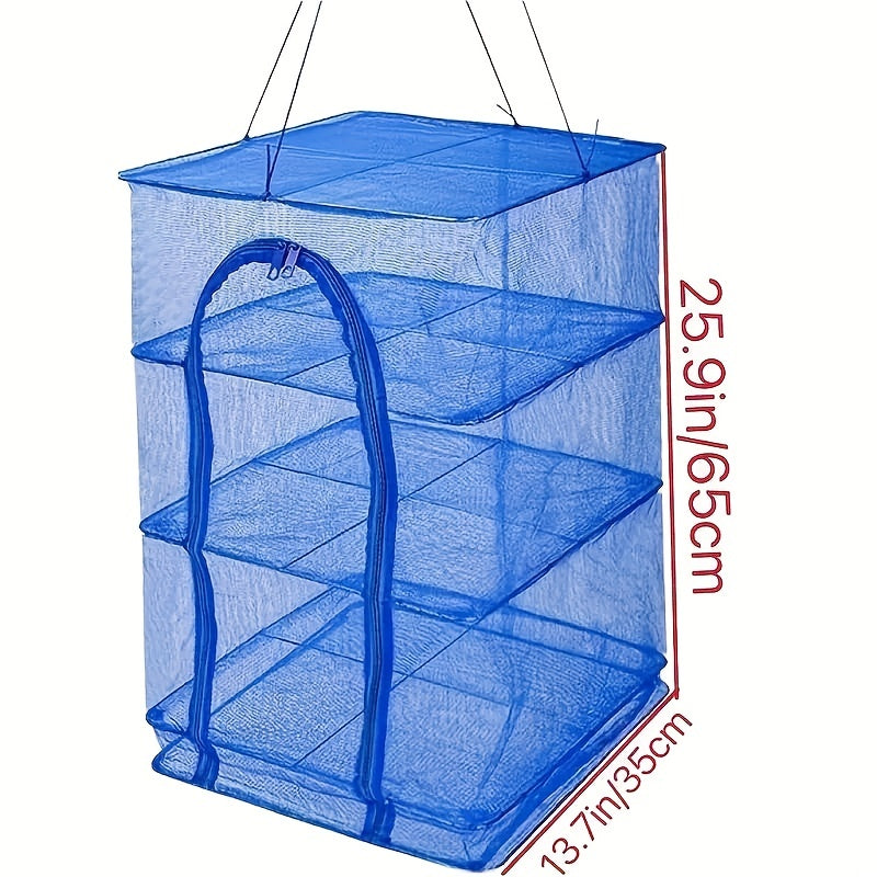 4-Layer Foldable Food Dehydrator with Zip Opening Hanging Nylon Net
