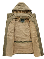 Men's Cargo Jacket Warm Coats Fleece Lined Military Jackets Cotton