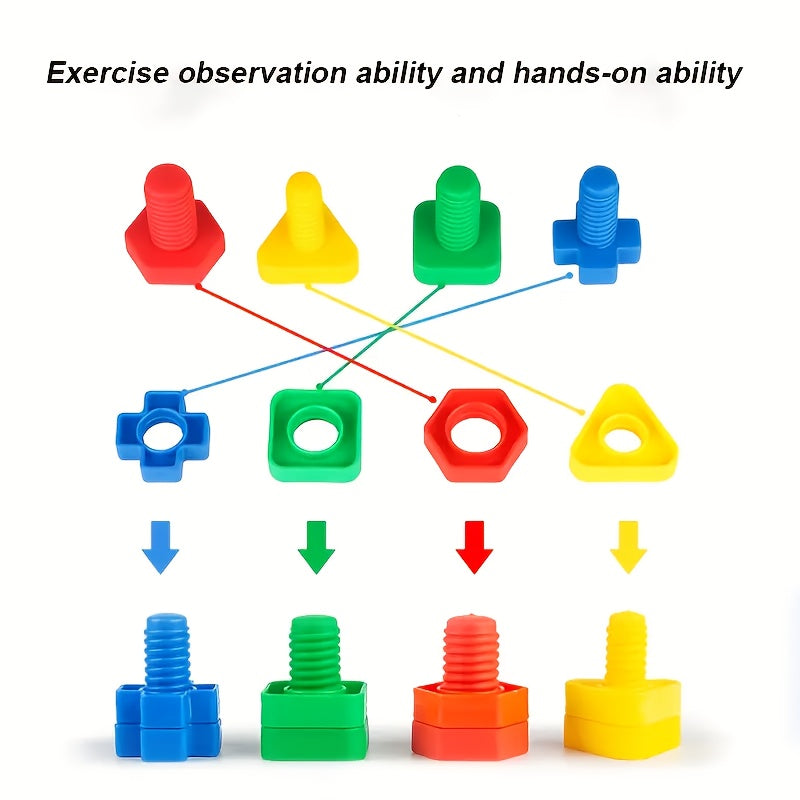 20pcs Nut-Shaped Screw Building Blocks Educational Toy