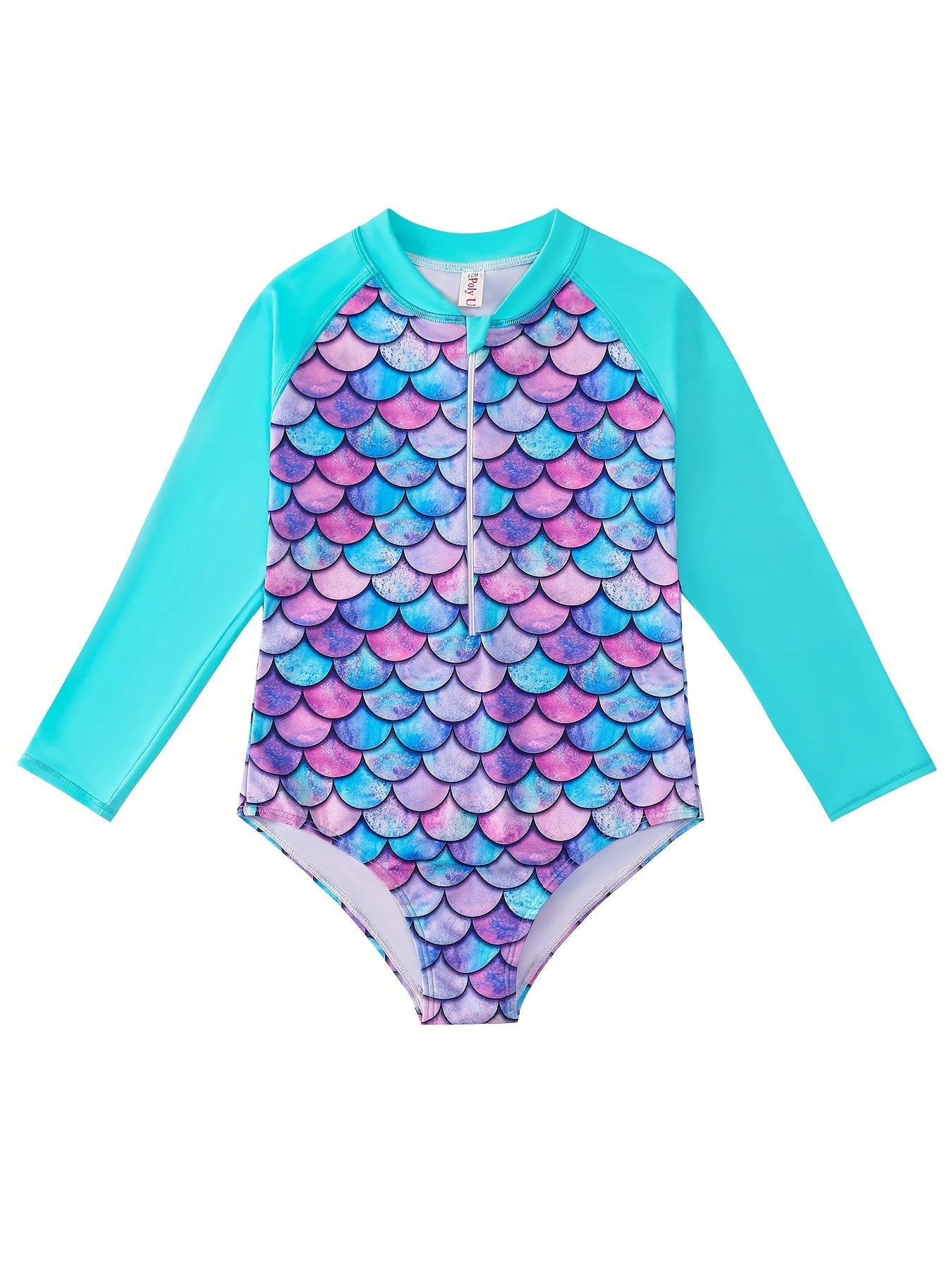 Mermaid Swimsuit Fish Scale Print Long Sleeved Sports Swims