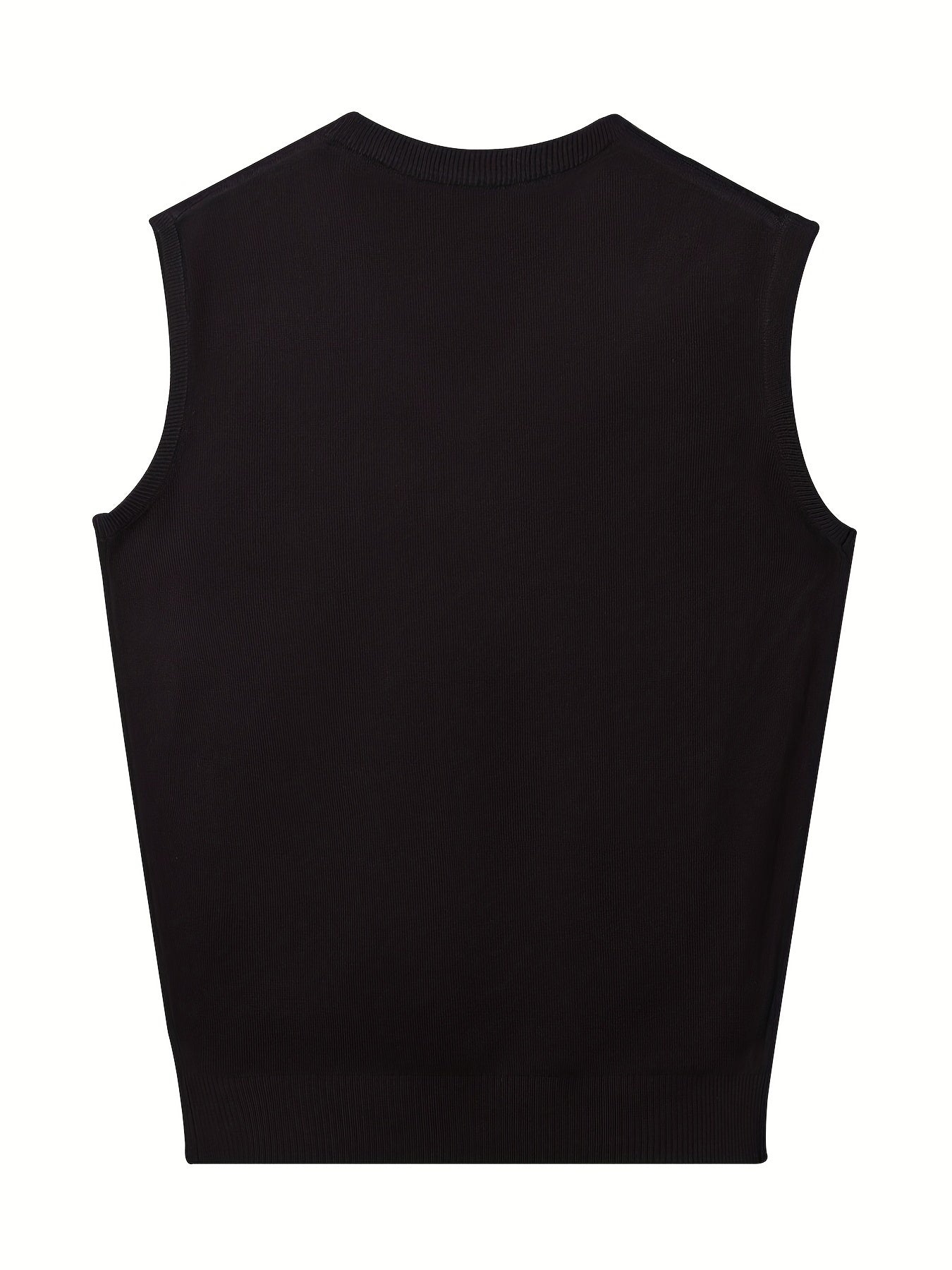 Men's V-Neck Argyle Casual Knitted Sweater Vest for Autumn Winter