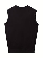 Men's V-Neck Argyle Casual Knitted Sweater Vest for Autumn Winter