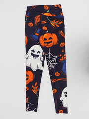 Spider Pumpkin Print Yoga Leggings High Waist Workout Pants