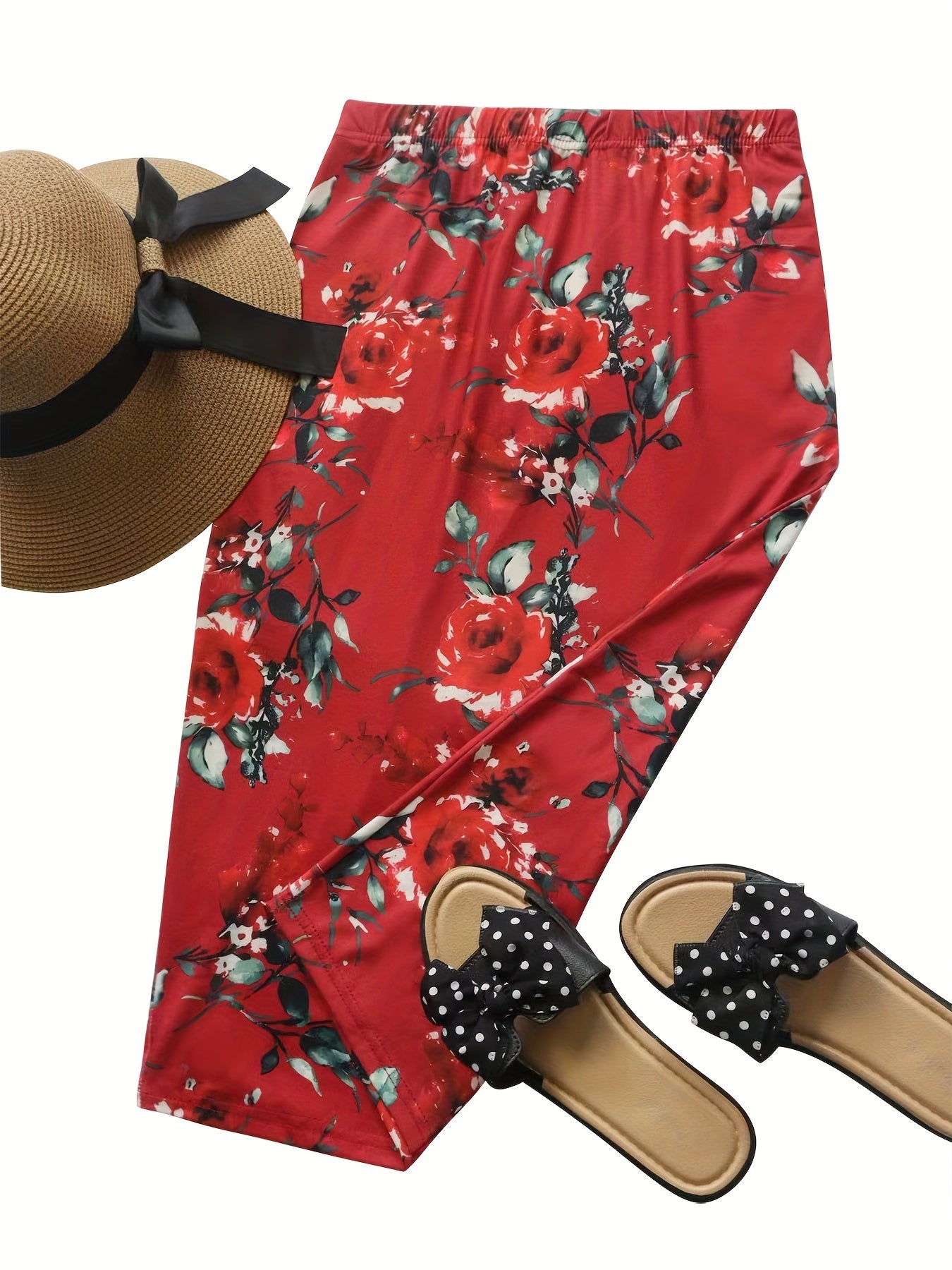 Floral Print High Waist Slim Skirt for Women